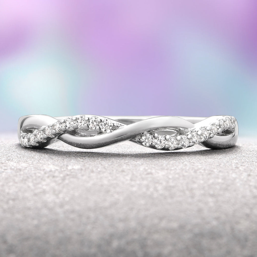 Petite Twisted Vine Diamond Wedding Band in 10K/14K/18K White Gold