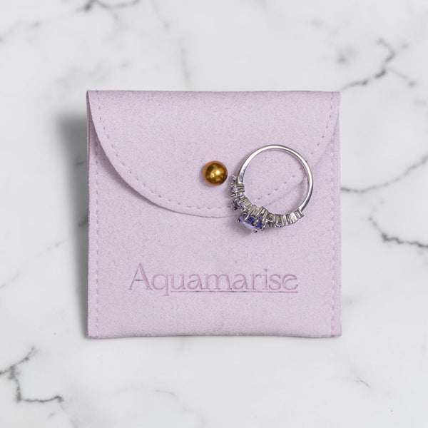 Suede Jewelry Pouch – Lilac Ring Storage & Travel Pouch