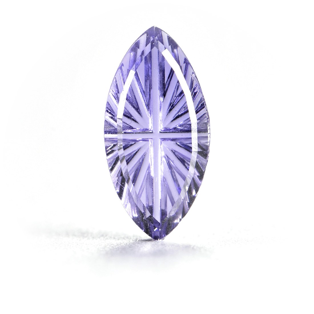 Faelight Cut lab-grown lavender sapphire marquise loose gemstone