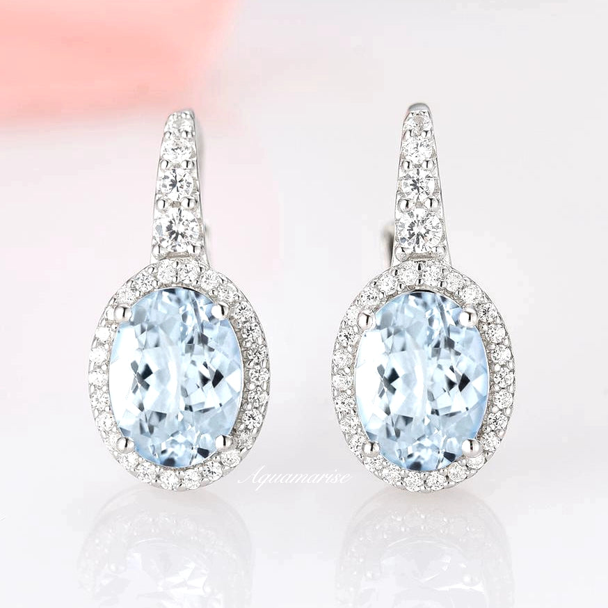 Sterling Silver with Aquamarine hanging earrings 2024