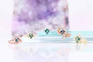 Moss Agate Gold Rings - White, Yellow, Rose Gold &amp; Sterling Silver Compared