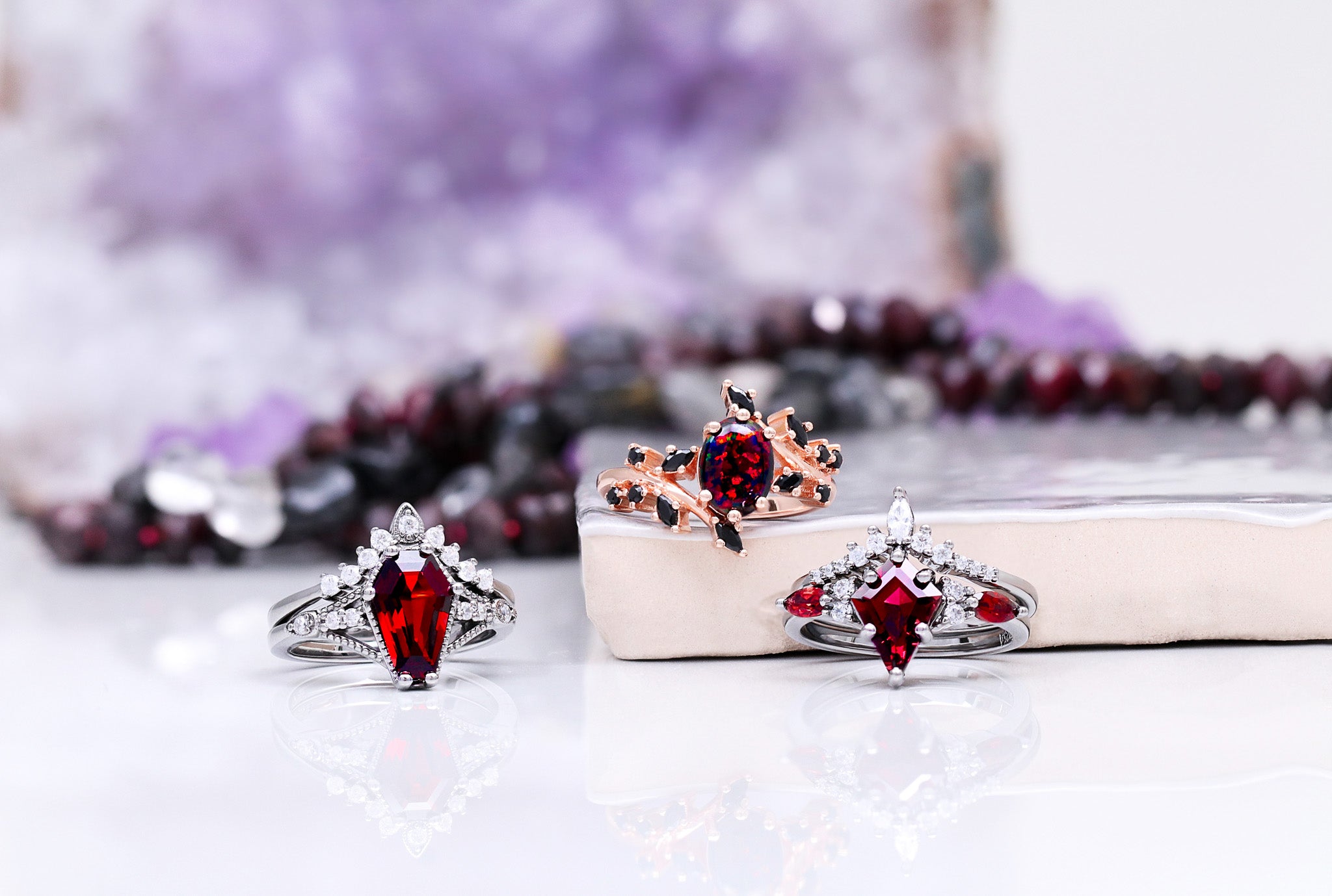 Red Shade Rings Red Engagement Rings: Every Red Gemstone Compared – Aquamarise