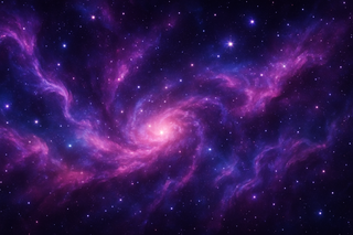 Silver ring on a purple crystal formation with a blurred purple background