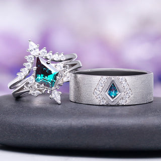 Elowen Alexandrite Couples Ring Set