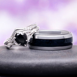 Celtic Black Onyx Couples Ring Set