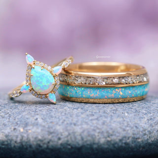 Blue Fire Opal Engagement Ring in 14K Yellow Gold Vermeil