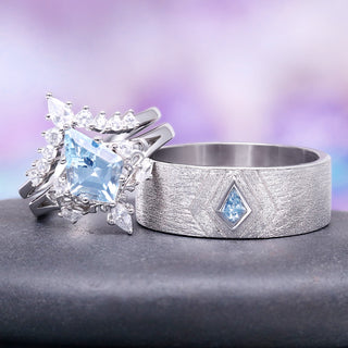 Elowen Aquamarine Couples Ring Set