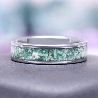 Rustic Moss Agate Couples Ring Set
