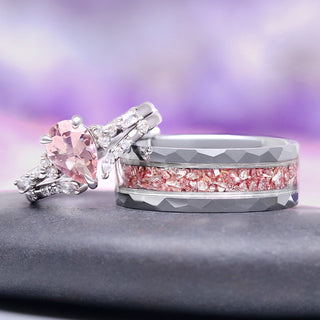 Blush Pink Teardrop Morganite Ring Set in Sterling Silver