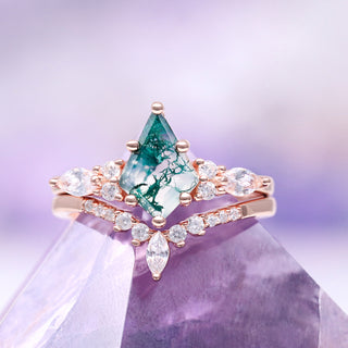 Skye Kite® Green Moss Agate Ring Set in 14K Rose Gold Vermeil