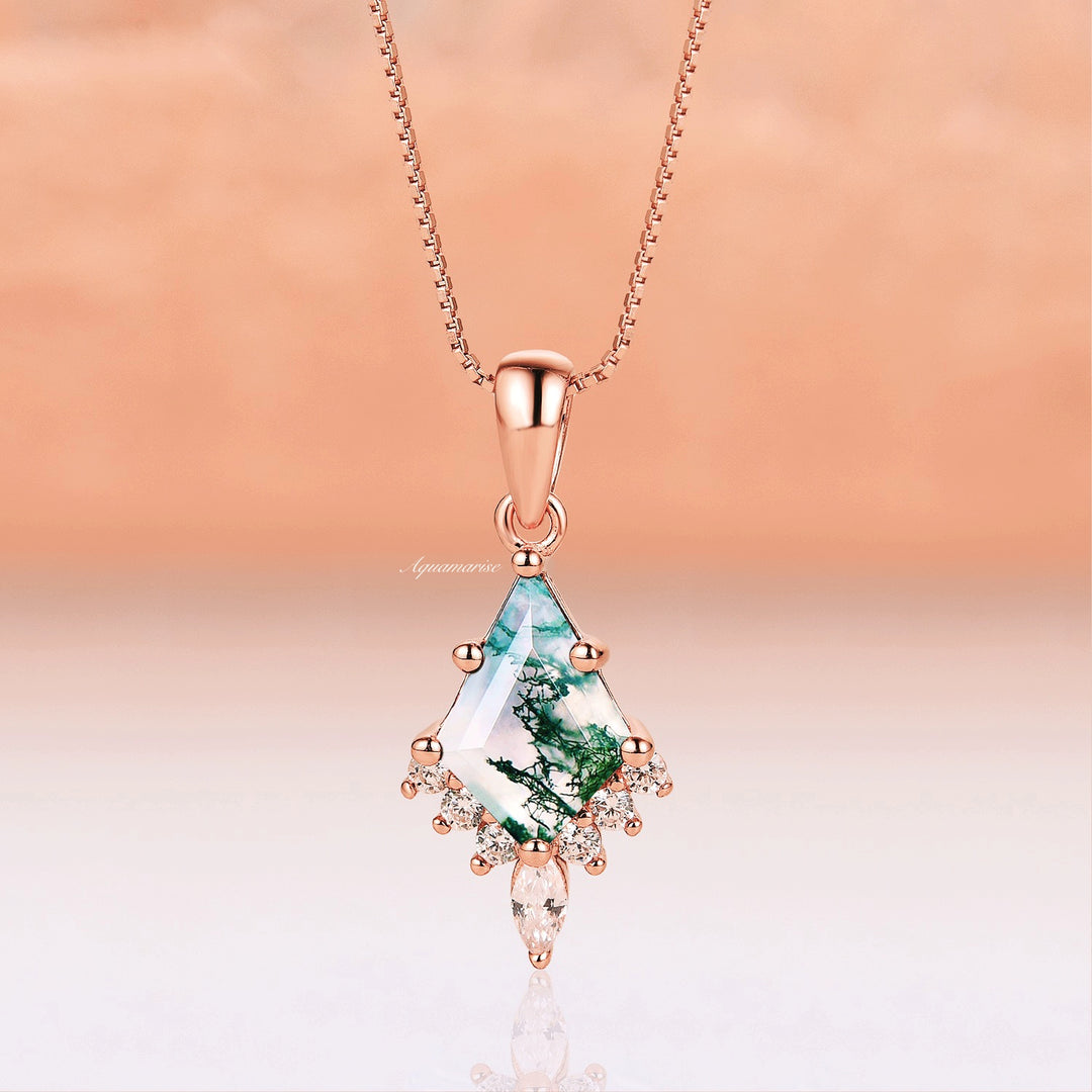 Skye Kite™  Kite Green Moss Agate Necklace- 14K Rose Gold Vermeil