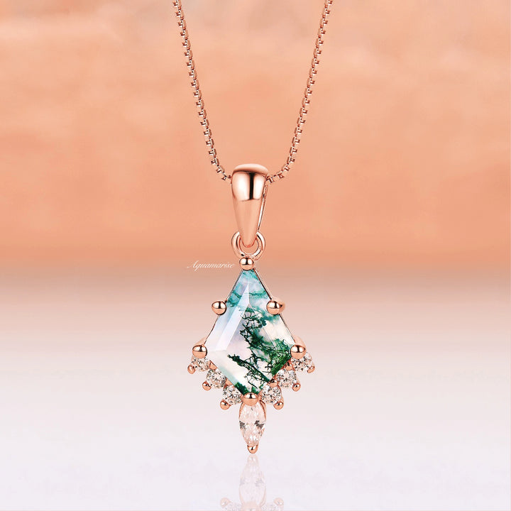 Skye Kite™  Kite Green Moss Agate Necklace- 14K Rose Gold Vermeil