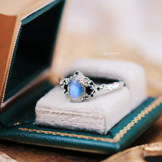 Esme Labradorite & Black Onyx Ring in Sterling Silver