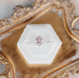 Art Deco Morganite Engagement Ring in Sterling Silver
