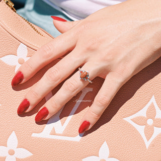 Esme Red Goldstone & Orange Sapphire Ring in Sterling Silver