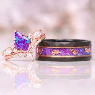 Skye Kite® Purple Fire Opal Couples Ring Set