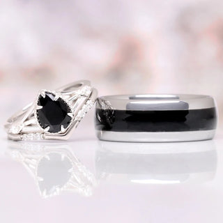 Celtic Black Onyx Couples Ring Set