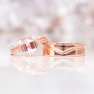 Hexagon Morganite Couples Ring Set
