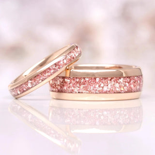 Crushed Morganite Couples Ring Set