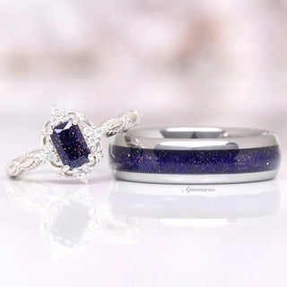Galaxy Sandstone Starry Night Couples Ring Set