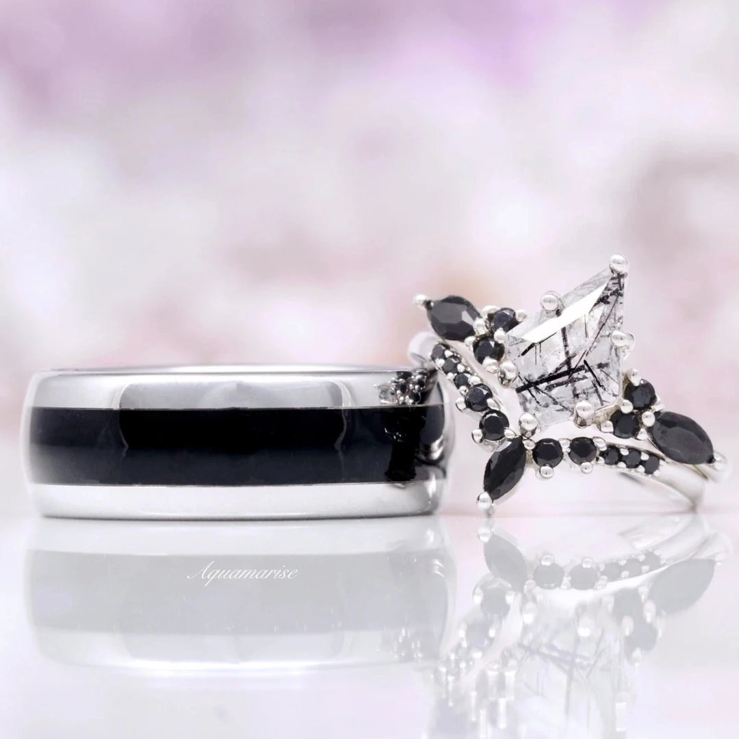 Skye Kite™  Rutilated Quartz & Black Onyx Couples Ring