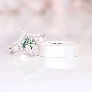 Skye Kite® Green Moss Agate Ring Couples Ring Set