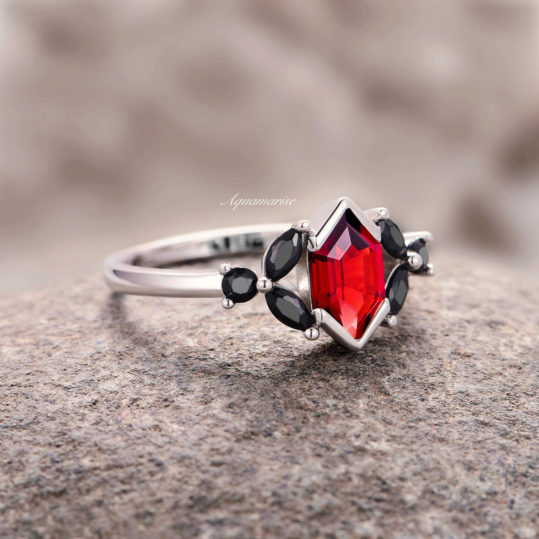 Red Dragon Garnet & Black Onyx Couples Ring