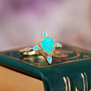 Blue Fire Opal Engagement Ring in 14K Yellow Gold Vermeil