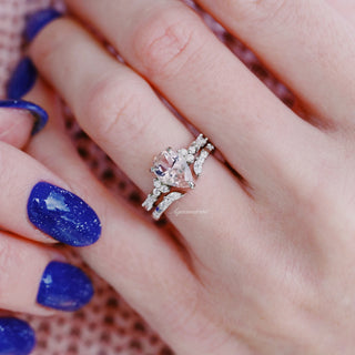 Teardrop Morganite Couples Ring Set