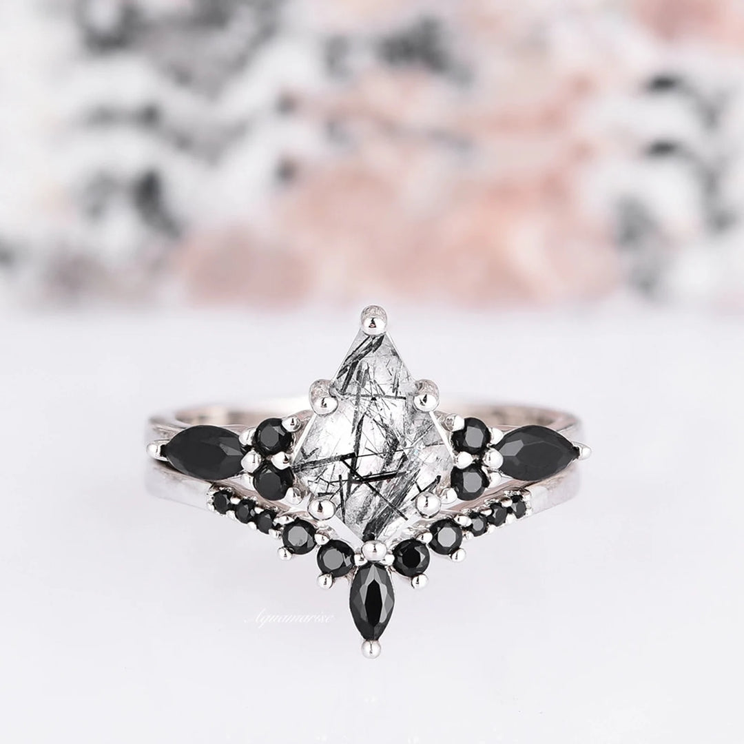 Skye Kite™  Rutilated Quartz & Black Onyx Couples Ring