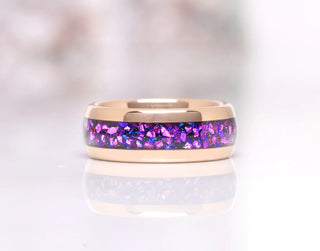 Amethyst & Galaxy Fire Opal Couples Ring Set