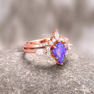 Skye Kite®  Lavender Fire Opal Ring Set- 14K Rose Gold Vermeil