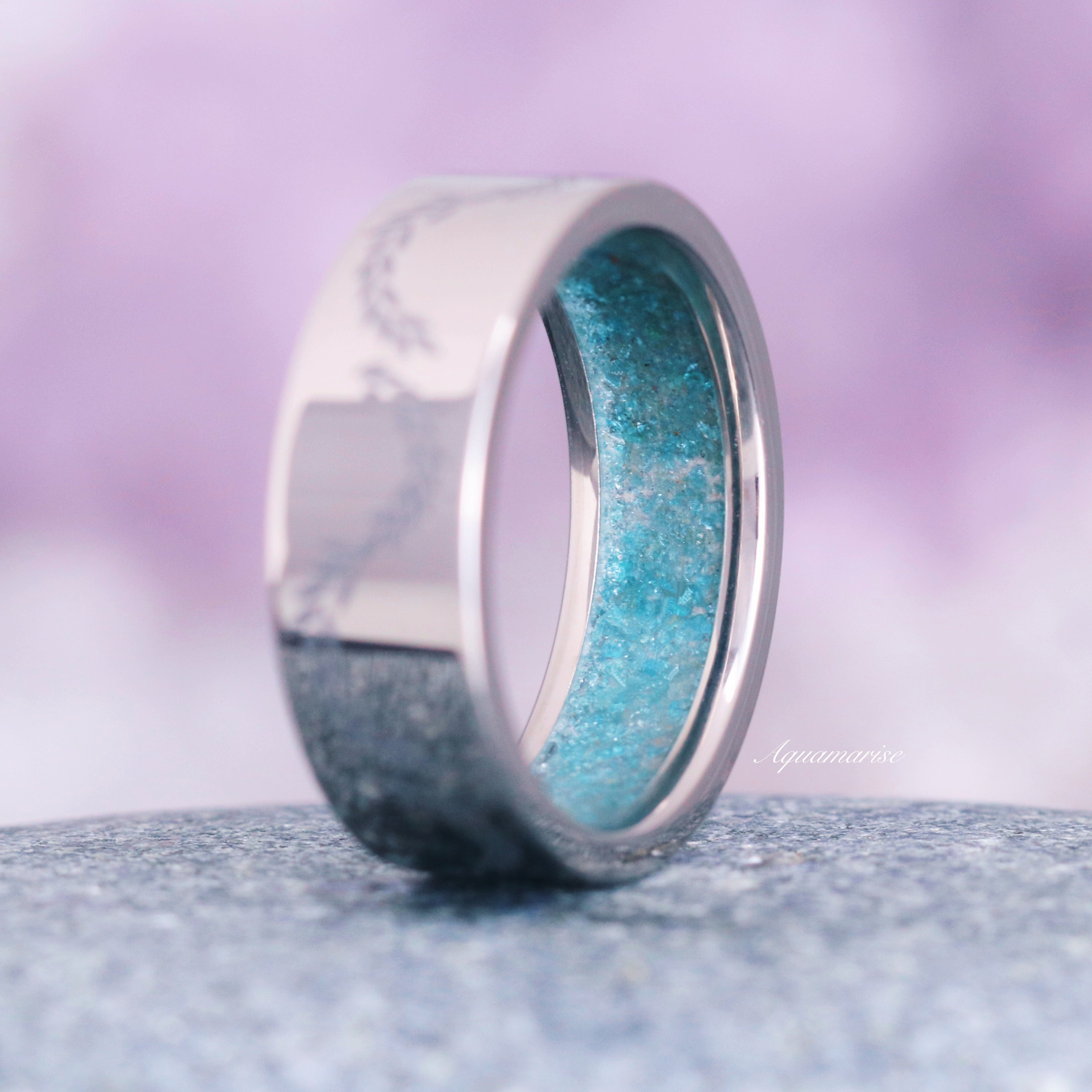 Handmade Aquamarine Band, Titanium Band, Titanium Wedding Ring, Womens Wedding Band, Aquamarine popular Ring, Womens Wedding Rings