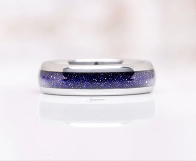 Galaxy Sandstone Couples Ring Set- His and Hers Great Rift Nebula Wedding Band