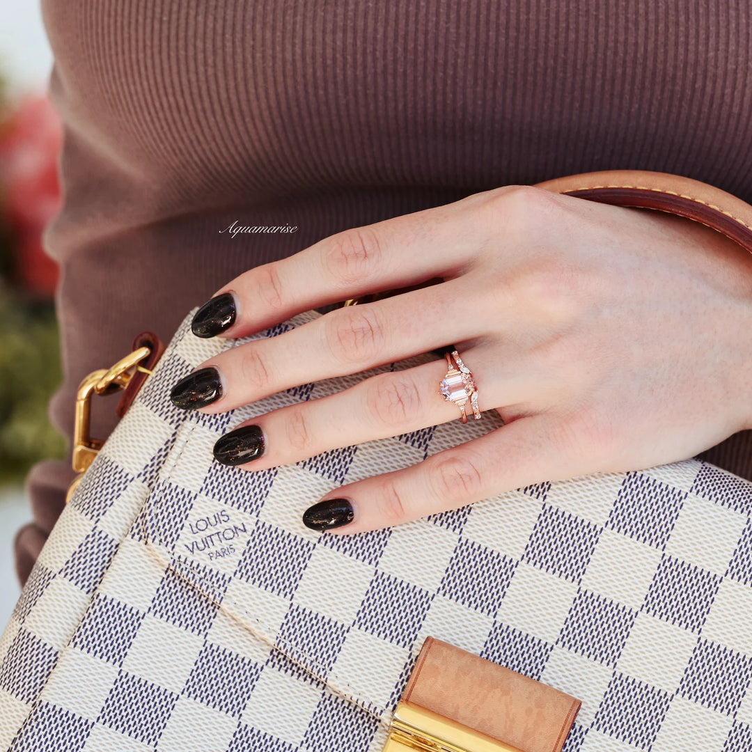 Hexagon Morganite Couples Ring