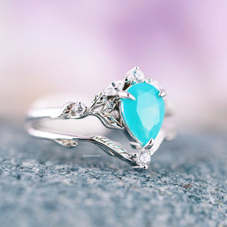 Turquoise Opalescent Blue Sapphire Ring Set in Sterling Silver