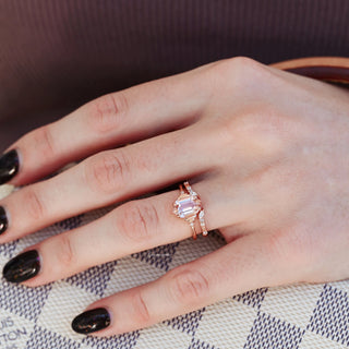 Hexagon Morganite Couples Ring Set
