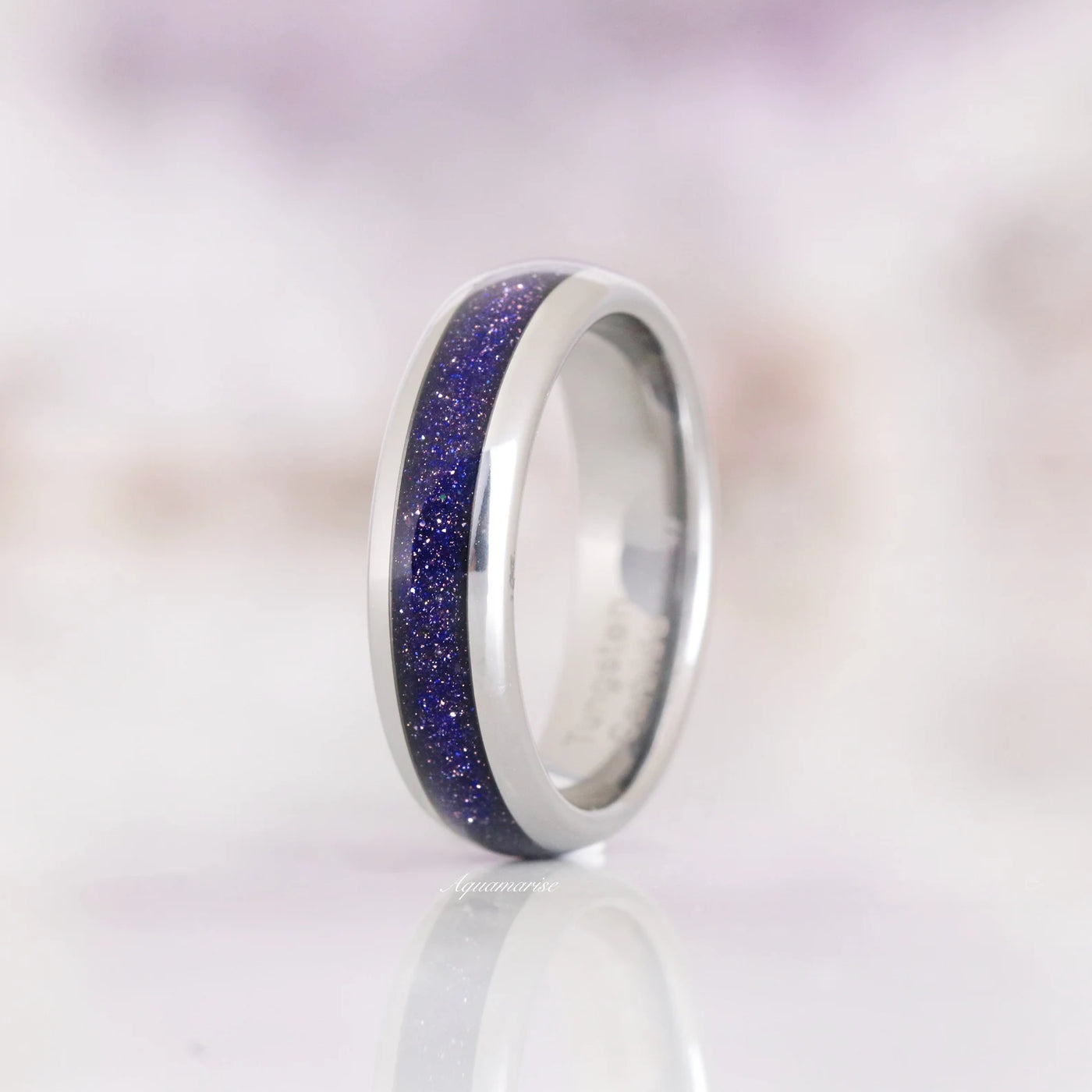 Galaxy Sandstone Couples Ring Set- His and Hers Great Rift Nebula Wedding Band