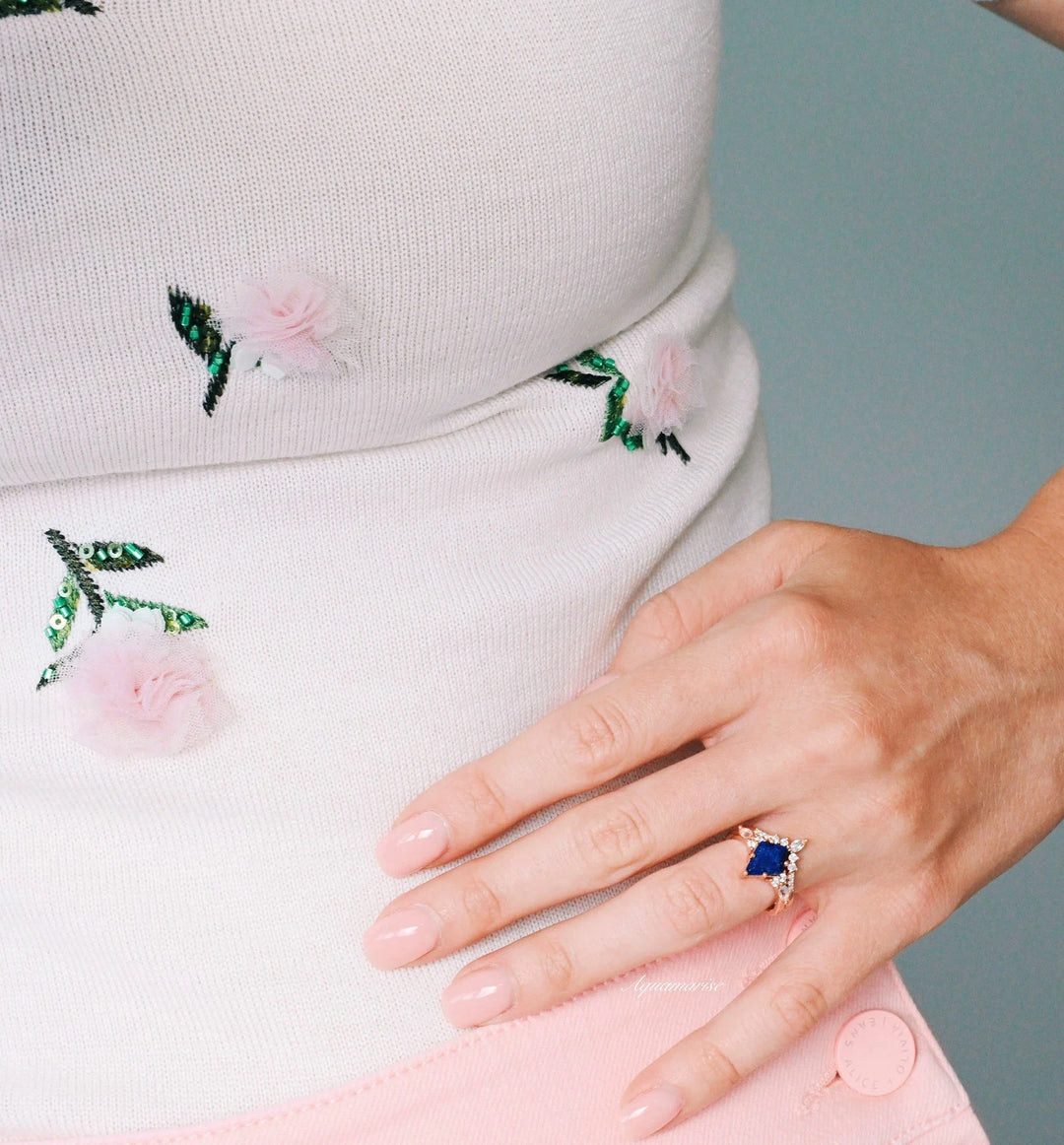 Skye Blue Lapis Lazuli & Moonstone Couples Ring