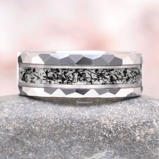 Rutilated Quartz Wedding Band in Tungsten Carbide (8mm)