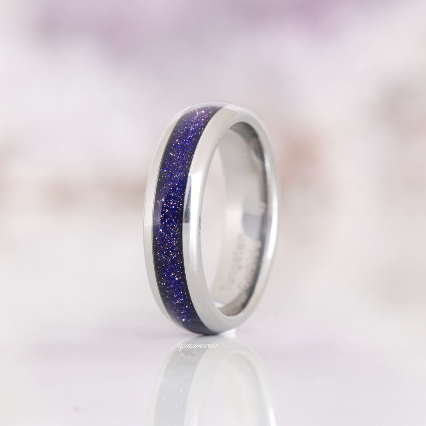 Great Rift Nebula Men's Wedding Band- Silver Tungsten Carbide Galaxy Sandstone Ring- Women Men Ring 6mm Silver Ring Dome Polish Comfort Fit