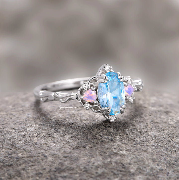 Esme Aquamarine & Opalescent Sapphire Ring- 925 Sterling Silver