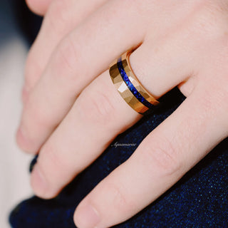 Midnight Blue Sapphire Couples Ring Set