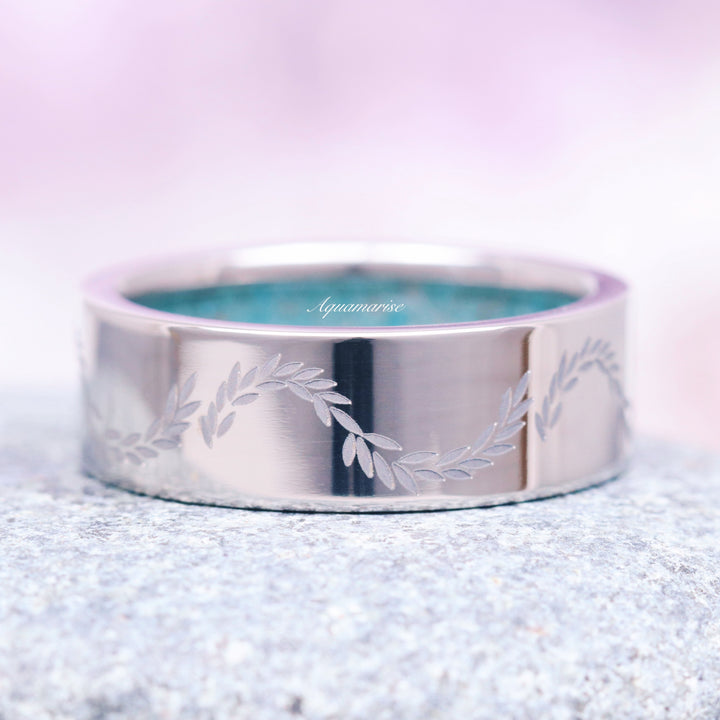 Aquamarine Leaf Couples Ring Set