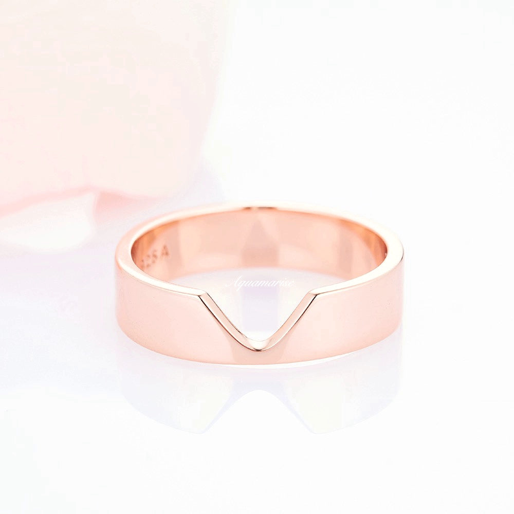 Chevron Wedding Band- 5MM 14K Rose Gold Vermeil