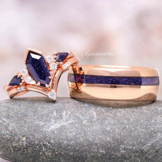 Galaxy Sandstone Starry Night Couples Ring Set