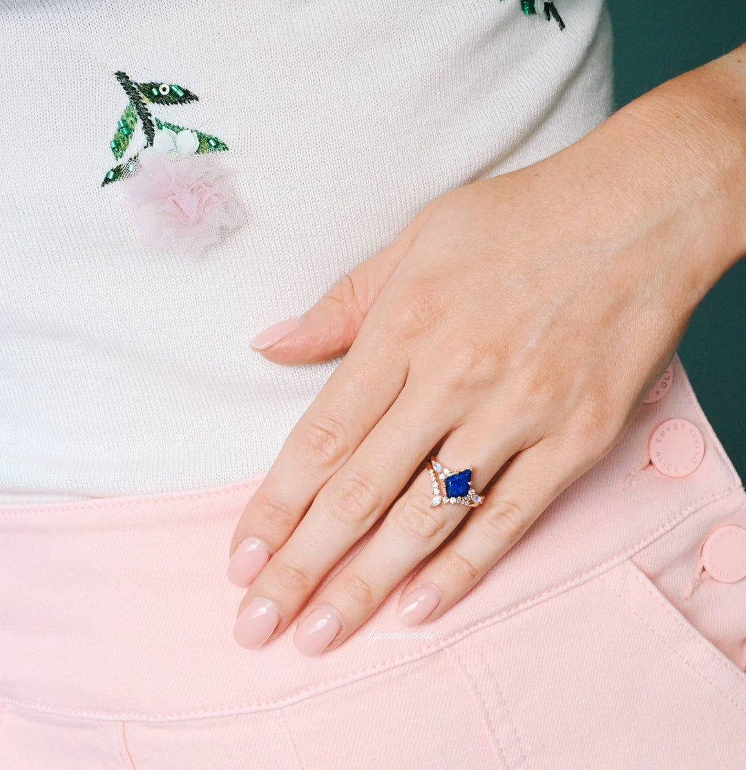 Skye Blue Lapis Lazuli & Moonstone Couples Ring