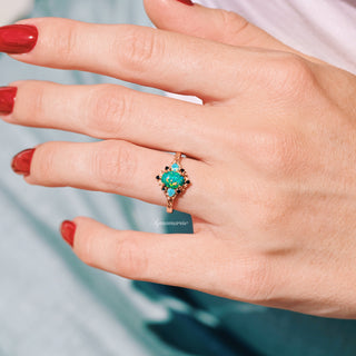 Eldoria Green Fire Opal & Rose Gold Couples Ring Set