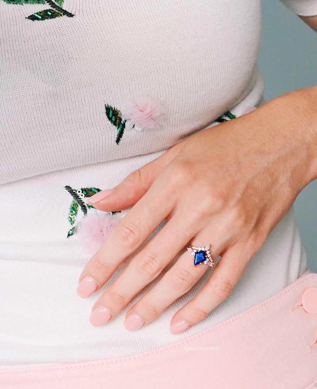 Skye Kite™  Blue Lapis Lazuli & Moonstone Couples Ring