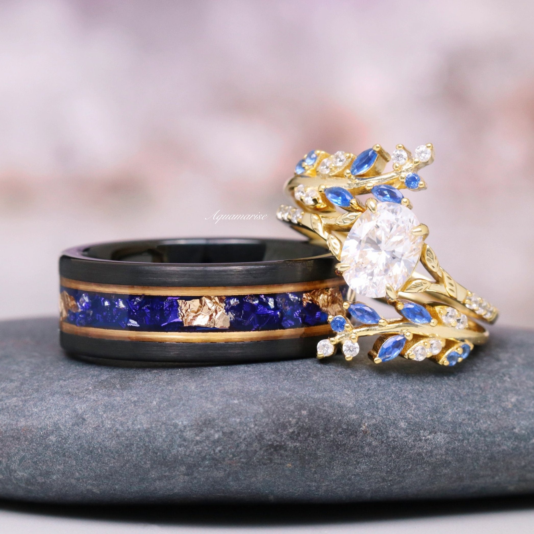 Blue Sapphire on sale 14K Gold Vermeil Over Sterling Silver Band